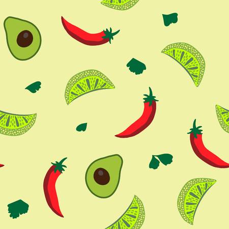 Taco inspired pop art seamless illustrated pattern! Tasty & colorful print perfect for restaurants, parties, fabrics, stationery, and more!のイラスト素材
