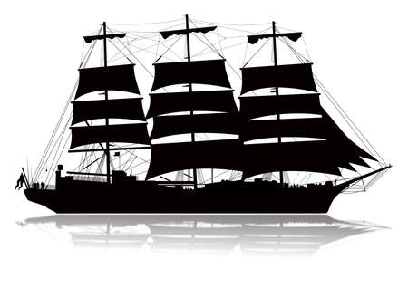 Detailed sailing ship with lower reflectionの写真素材