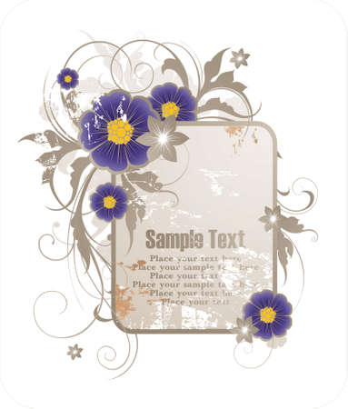 frame for text with floral ornament and grunge elementsのイラスト素材