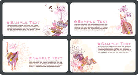 Collection of retro horizontal business cards templatesのイラスト素材