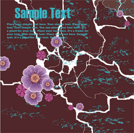 grunge ragged background with floral ornament and free space for your textのイラスト素材