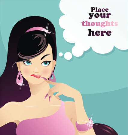 Portrait of cute fashionable cartoon young womaのイラスト素材