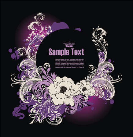 frame for text with floral ornament and grunge elementsのイラスト素材