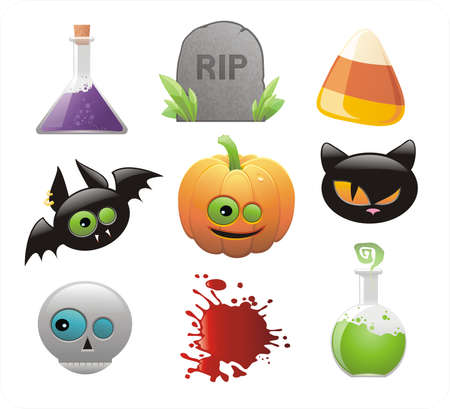 set of glossy Halloween icons のイラスト素材