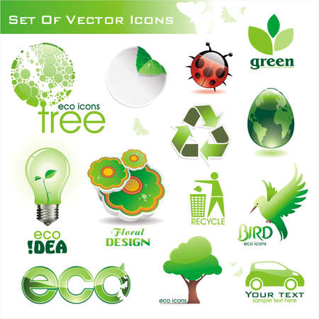 Collection of green eco-iconsのイラスト素材