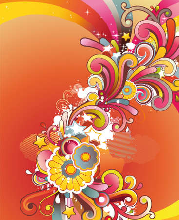 Modern background with colored contemporary abstract floral ornament and free space for your textのイラスト素材
