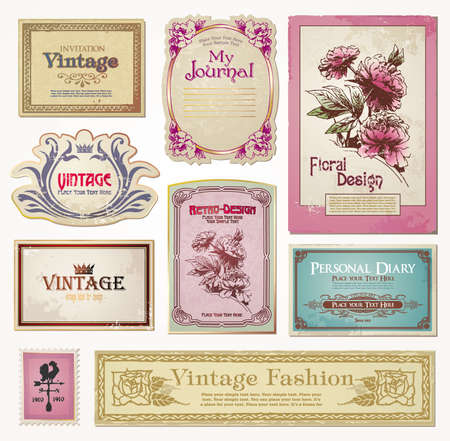 set of  vintage tagsのイラスト素材