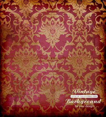Grunge dirty vintage background with damask patternのイラスト素材
