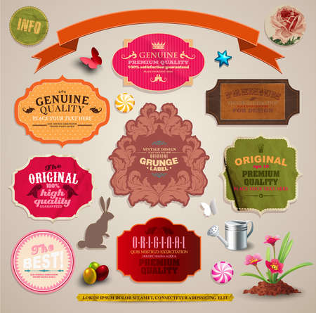 Set of vintage stickers, cards and labels  のイラスト素材