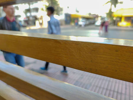 a wood window overlooking the streetの写真素材