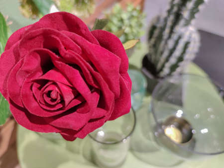 a red flower inside other decoration.の写真素材