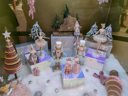 some christmas decoration in a marketの写真素材