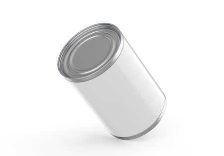 Metallic food tin can mockup template for fish, beans, meat, corns, peas and vegetables. Steel tin...