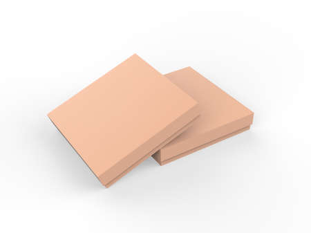 Brown slim square cardboard packaging box mockup, kraft paper box mock up template on isolated white...