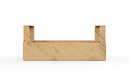 Cargo storage wooden box isolated on white background. Wooden fruit box with holes. Box for storage...
