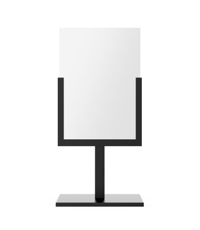 Free Standing Poster Display Holder Metal Stand. 3d Illustrationの写真素材