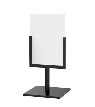 Free Standing Poster Display Holder Metal Stand. 3d Illustrationの写真素材