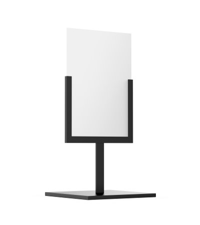 Free Standing Poster Display Holder Metal Stand. 3d Illustrationの写真素材