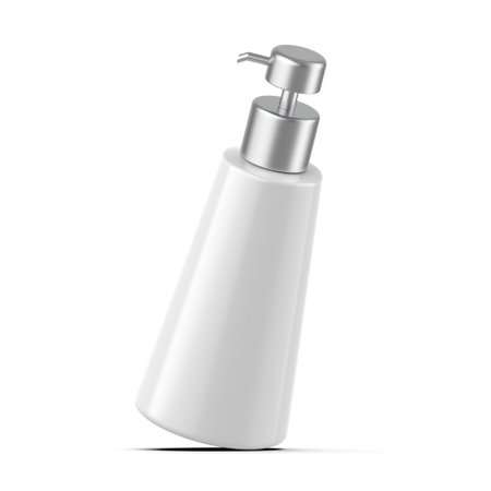 Blank plastic bottle with metallic pump dispenser for hand wash, soap, sanitizer for branding, 3d illustration.の写真素材