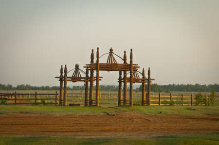 These constructions are been standing for celebration of national yakutian holiday - yisah - New Year dayの写真素材