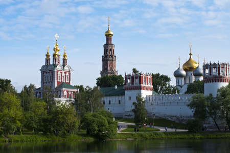 Novodevichiy monastery with pond in Moscowのeditorial素材