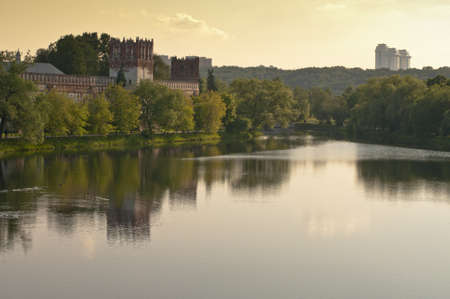 Novodevichiy monastery with pond in Moscowのeditorial素材