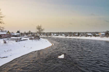 Shuya river and Besovec villageの写真素材