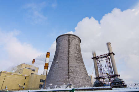 Tubes of the electricity plant in Moscowのeditorial素材