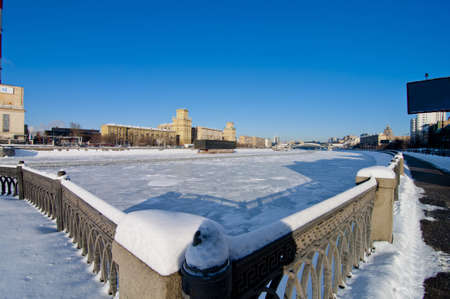 Moscow river embankment in winterの写真素材