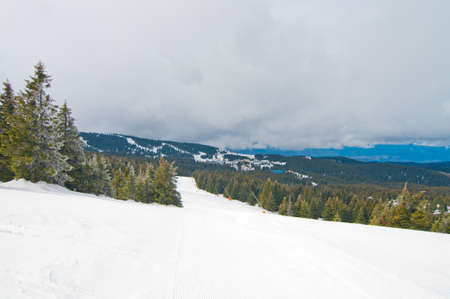 Ski track of Kopaonik in clousy dayの写真素材