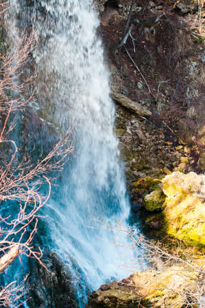 Gostilje waterfalls with flowing white water. West Serbia.の写真素材