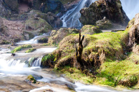 Gostilje waterfalls with flowing white water. West Serbia.の写真素材
