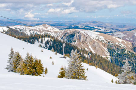 Mountain slopes with Dragging ski lift in Kopaonikの写真素材