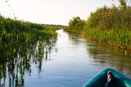 Nature channels in Volga mount, Astrakhan region of Russiaの写真素材