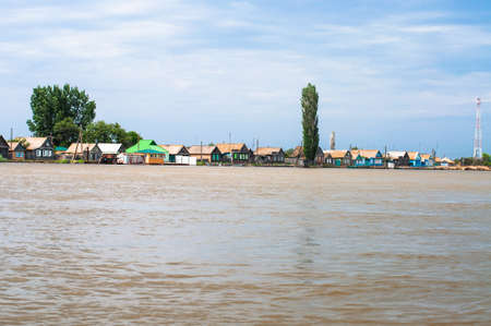 Villages on Volga on the Volga shore in Astrakhanskaya regionの写真素材