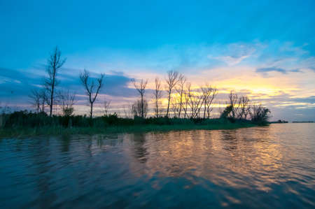 Sunset on Volga mount, Astrakhan region of Russia