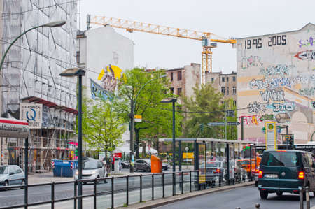 Invalidenstrasse, street in East Berlin with reconstructing buildings. Berlin, may 2013.のeditorial素材