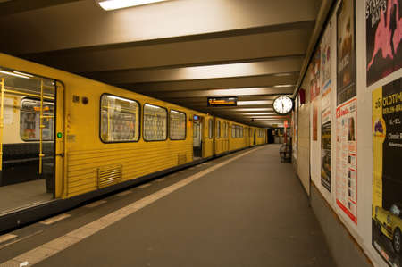 U-Bahn train is staying at the station platform. Berlin, 2013 may.のeditorial素材