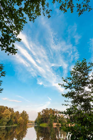 Lake Bezdonnoe in "Serebrtannyi Bor" - city park in Moscow.の写真素材