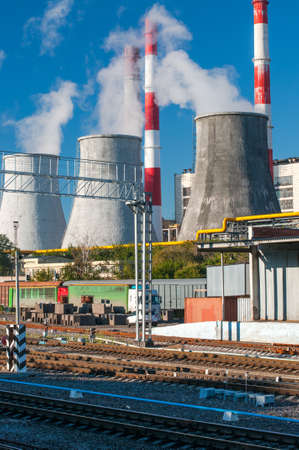 TEZ-20, power plant station in Moscow with railroal infrastucture.の写真素材