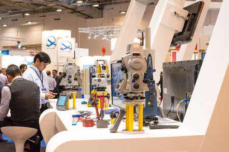 New Tachymeters on the stand at the exhibitionのeditorial素材