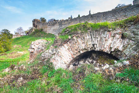 Kalemegdan fortress with ruins in fron of view. Belgrade.の写真素材
