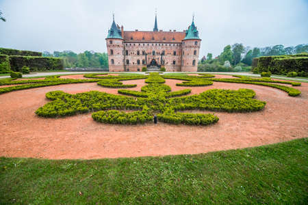 EGESKOV, DENMARK  - 05 May 2014 View of castle in cloudy wheather on 05 May in Egeskov.のeditorial素材