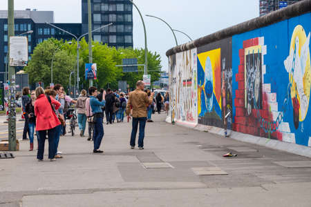 BERLIN - 02 May 2014 The Berlin Wall colored with graffiti on 02 May 2014, Berlin.のeditorial素材