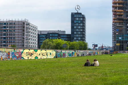 BERLIN - 02 May 2014 The Berlin Wall colored with graffiti on 02 May 2014, Berlin.のeditorial素材