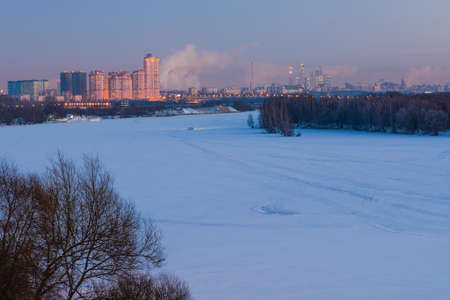 Moscow general view from west-north direction in winterの写真素材