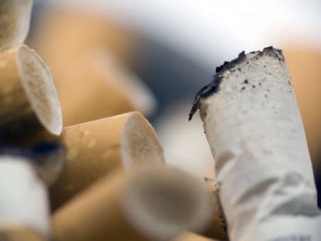 Closeup of cigarette buttsの写真素材