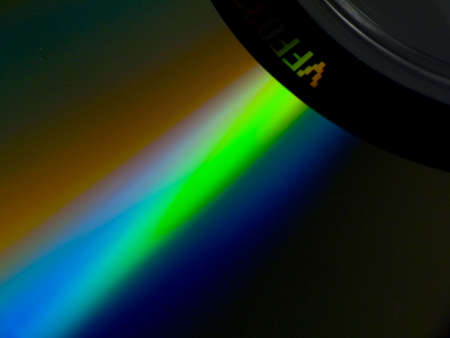 Close-up of a CDROM or DVDの写真素材