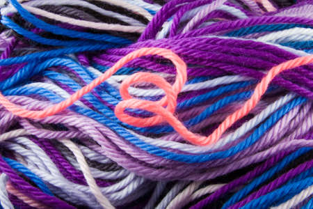 Closeup of multicolored whool threadsの写真素材