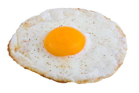 Closeup of Fried Egg isolated over white backgroundの写真素材